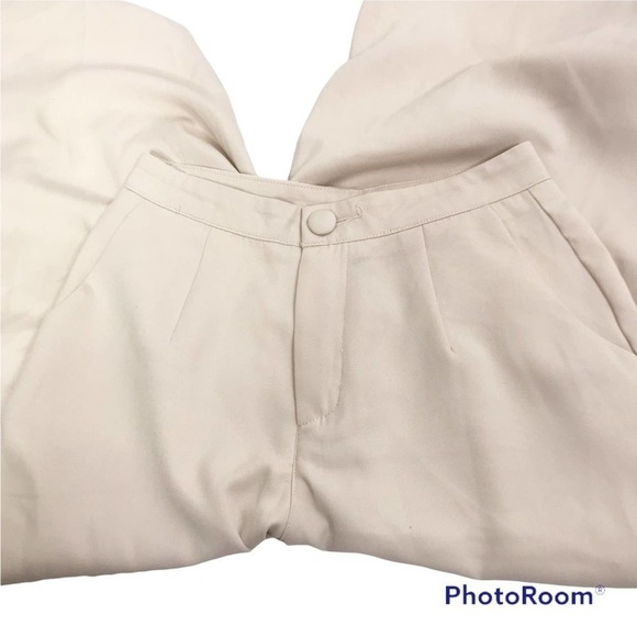 Missguided cream beige wide leg cropped pants size 4 - Picture 6 of 9